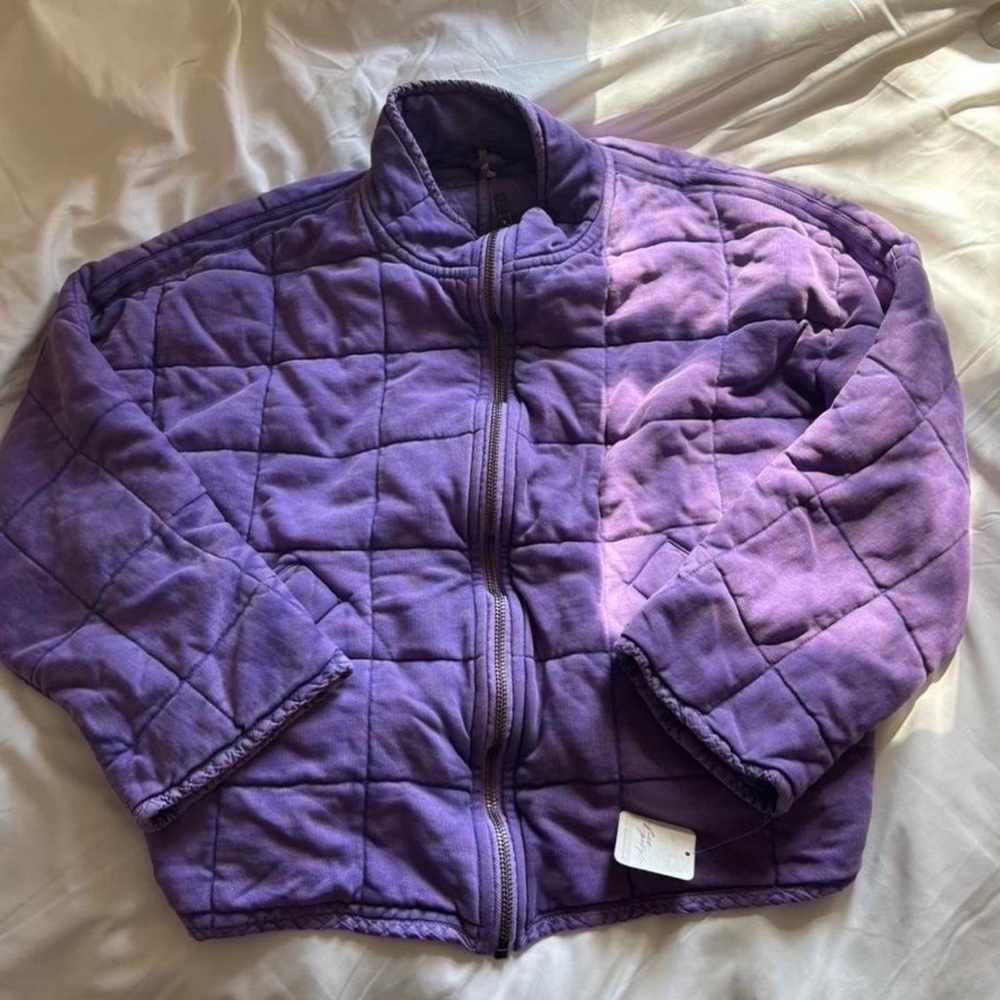 Free People Quilted Dolman Sleeve Jacket NWT size small in purple - Picture 2 of 4
